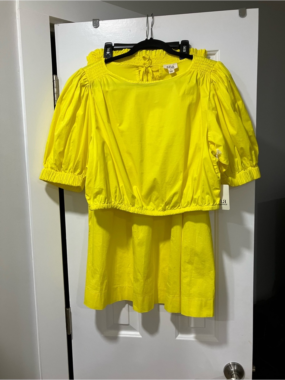 a.n.a Yellow Skirt Set Cropped Blouse and Flared Skirt